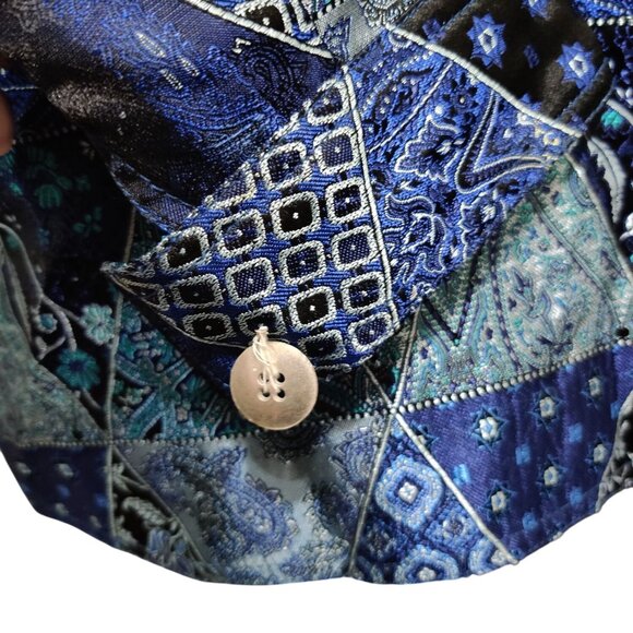 Coldwater Creek M womens vintage patchwork paisley triangle jacket blue silver - Picture 7 of 16